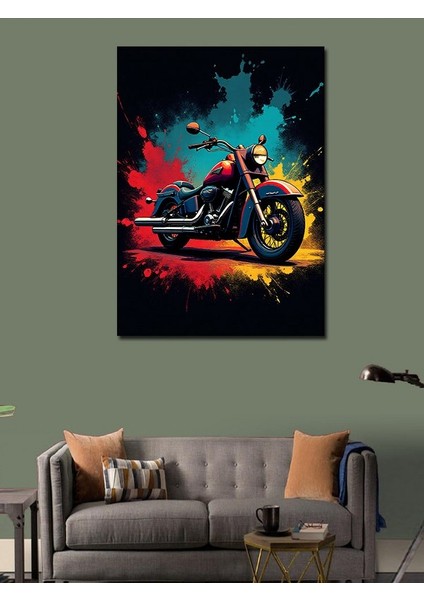 Kanvas Tablo Kırmızı ve Siyah Motosiklet