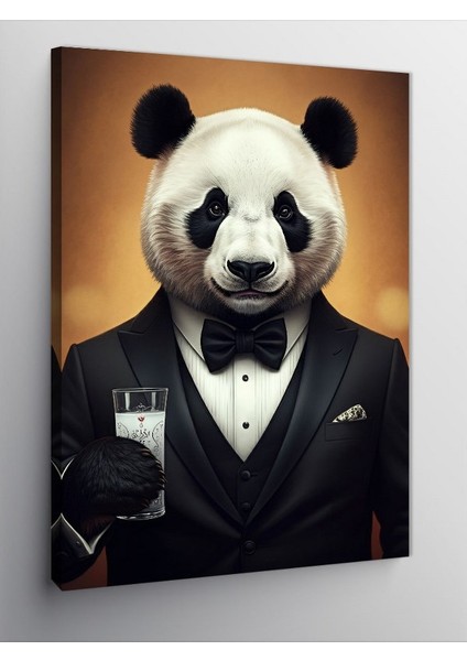 Kanvas Tablo Panda ve Şık Kadehi