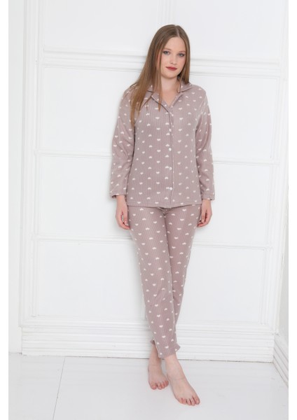 Almines Pijama Puantiyeli Peluş Kadın Pijama Takımı modelleri