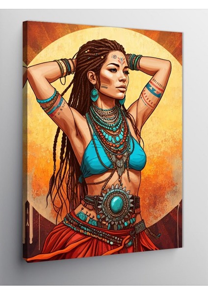 Kanvas Tablo Etnik Kadın ve Takılar