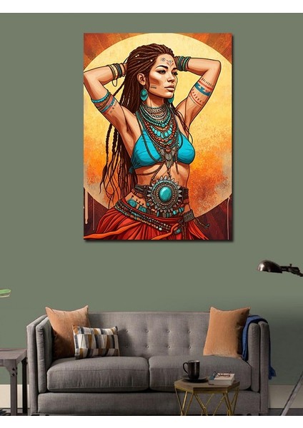 Kanvas Tablo Etnik Kadın ve Takılar modelleri