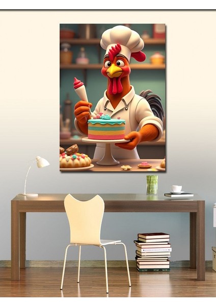 Kanvas Tablo Aşçı Tavuk ve Pasta
