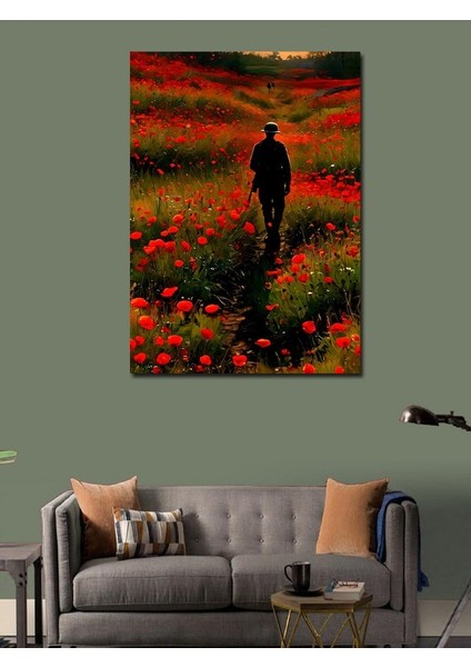 Kanvas Tablo Gelincik Tarlasında Asker modelleri