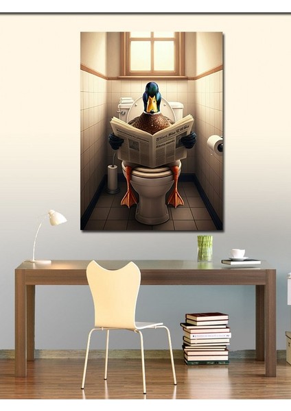 Kanvas Tablo Gazete Okuyan Ördek Tuvalette fiyatları