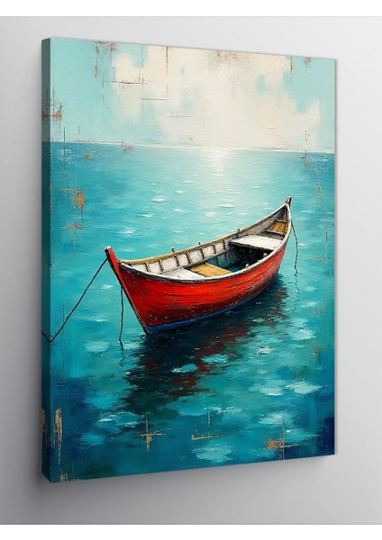 Kanvas Tablo Gölde Sessiz Kırmızı Kayık