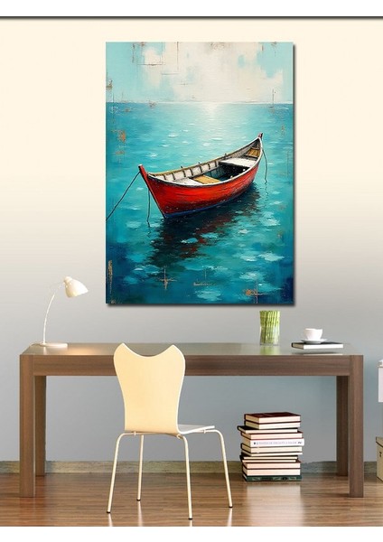 Kanvas Tablo Gölde Sessiz Kırmızı Kayık fiyatları