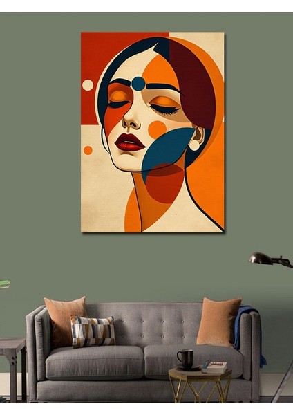 Kanvas Tablo Soyut Kadın Portresi ve Geometri modelleri