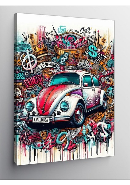 Kanvas Tablo Renkli Vosvos Graffiti Çizimi