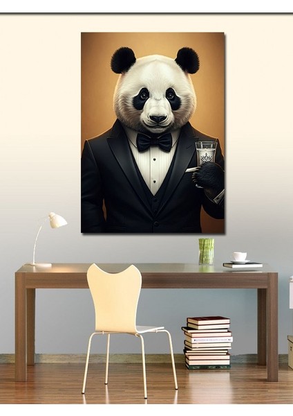 Kanvas Tablo Şık Panda ve Rakı Kadehi