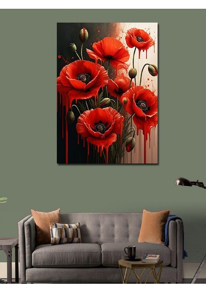 Kanvas Tablo Kırmızı Gelincik Bahçesi modelleri