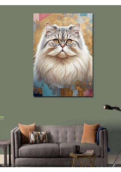 Kanvas Tablo Pofuduk Kedi Portresi modelleri