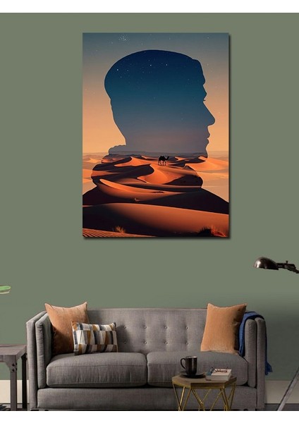 Kanvas Tablo Çölde Siluetler modelleri