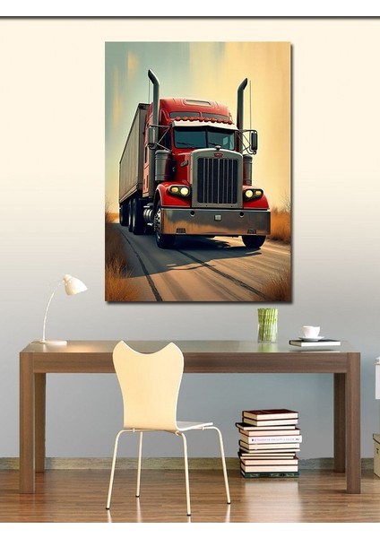 Kanvas Tablo Kırmızı Tır ve Çöl Manzarası fiyatları