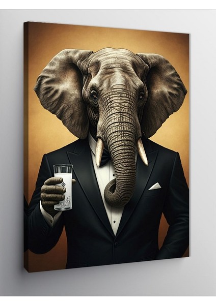 Kanvas Tablo Zarif Fil ve Rakı