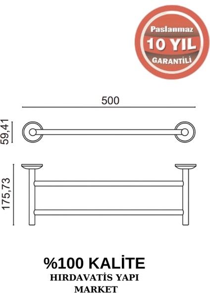 Paslanmaz Pirinç Bella İkili İnce Uzun Havluluk 50 cm fiyatları