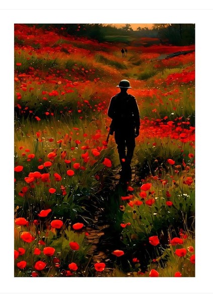 Gelincik Tarlasında Asker Art Mdf Poster 25CMX 35CM
