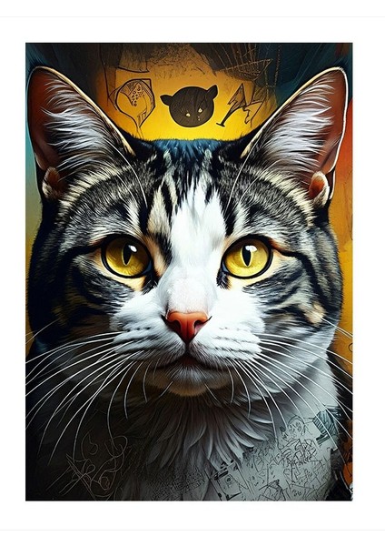 Dikkatle Bakan Kedi Hediyelik Ahşap Tablo 25CMX 35CM