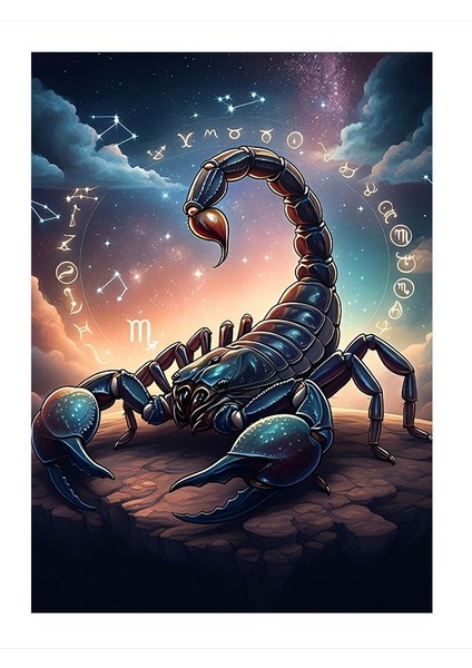 Astrolojik Akrep Burcu Figürü Dekoratif Mdf Tablo 25CMX 35CM