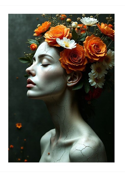 Çiçekli Düşlerin Portresi Mdf Tablo 25CMX 35CM