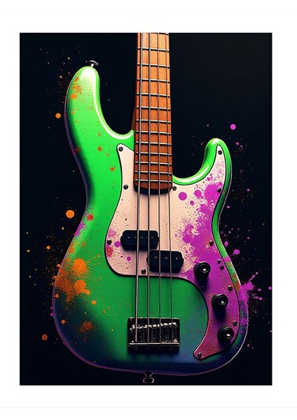 Renkli Bas Gitar Mdf Tablo 18CM x 27CM