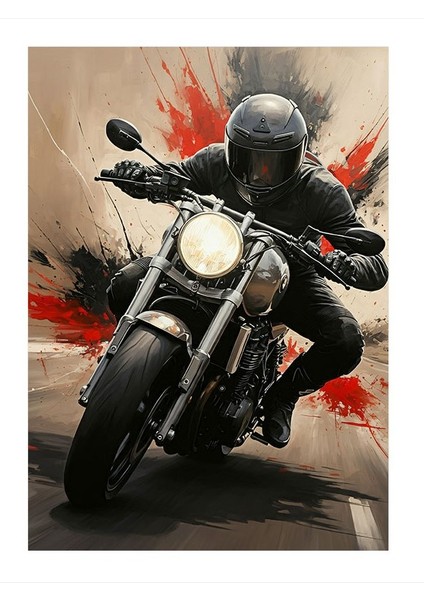 Hızlı Bir Motorcu Art Mdf Poster 18CM x 27CM