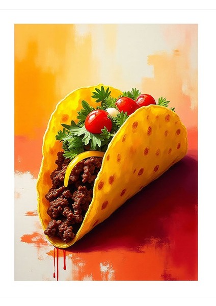 Lezzetli Taco Sunumu Art Mdf Poster 35CM X50CM