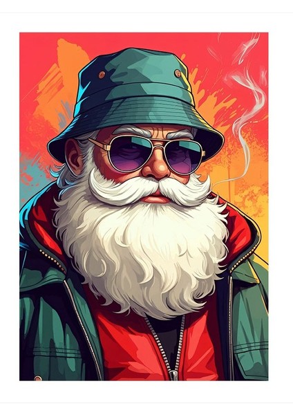 Kırmızı Şapkalı Yaşlı Adam Art Mdf Tablo 25CMX 35CM