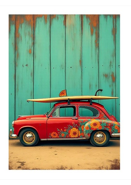 Retro Arabayla Yolculuk Mdf Tablo 35CM X50CM