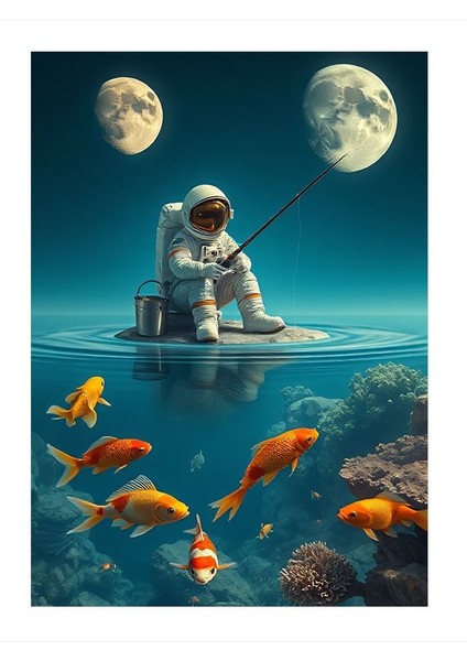 Uzay Balıkçısı Modern Mdf Tablo 25CMX 35CM