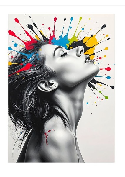 Sanatsal Sıçrama Portresi Modern Ahşap Tablo 35CM X50CM
