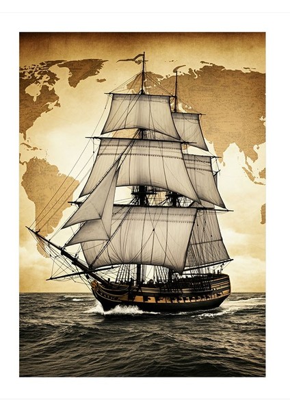 Yelkenli Macerası Desenli Mdf Tablo 35CM X50CM