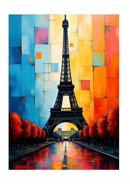 Eyfel Kulesi Renkler Içinde Mdf Poster 25CMX 35CM