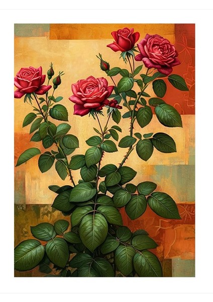 Renkli Gül Bahçesi Tasarım Mdf Tablo 25CMX 35CM