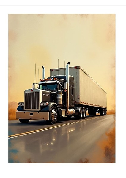 Yolda Yalnız Tır Dekoratif Ahşap Tablo 25CMX 35CM