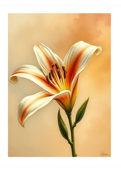 Beyaz Zambak ve Huzur Mdf Poster 35CM X50CM
