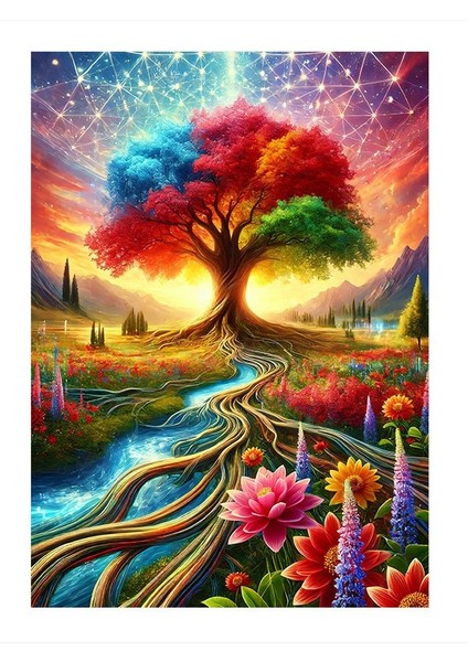 Büyülü Renkli Ağaç Hediyelik Ahşap Tablo 25CMX 35CM