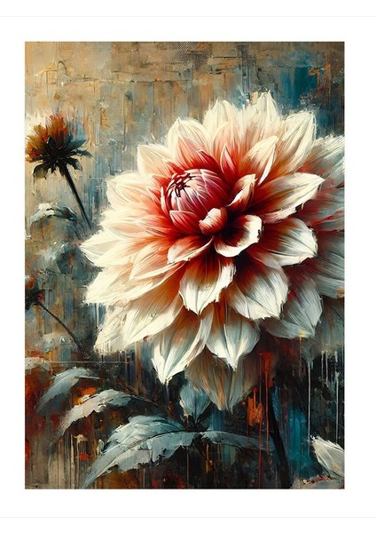 Büyük Beyaz Çiçek ve Doğal Doku Dekoratif Mdf Tablo 25CMX 35CM