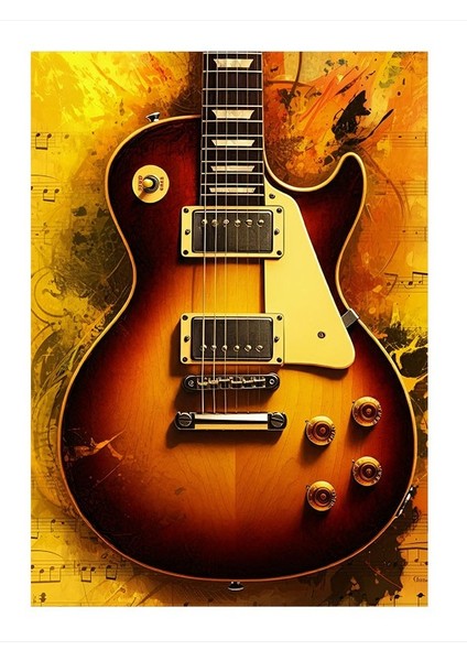 Altın Tınılı Gitar Tasarım Ahşap Tablo 18CM x 27CM