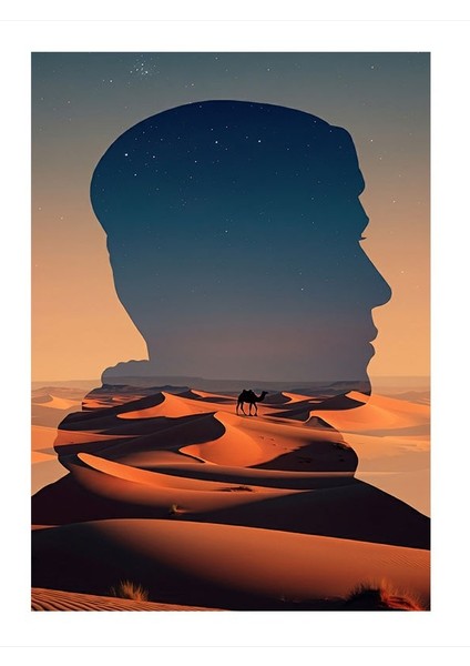 Çölde Siluetler Tasarım Mdf Tablo 18CM x 27CM