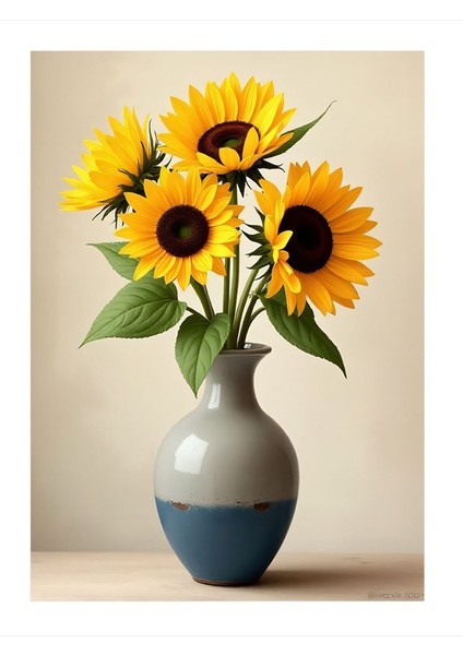 Vazoda Ayçiçeği Model Ahşap Tablo 25CMX 35CM