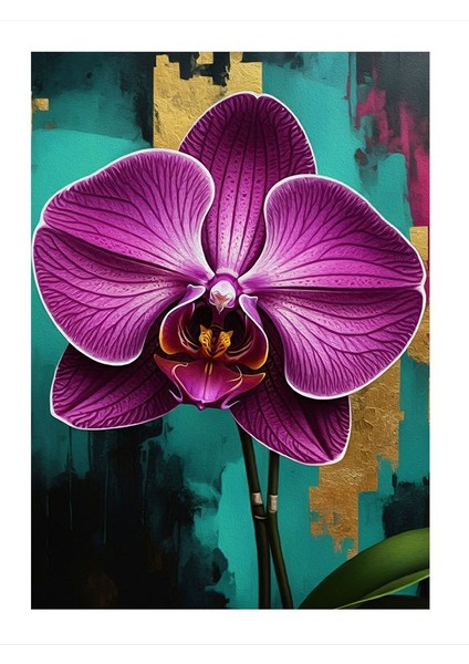 Mor Orkidenin Zerafeti Hediyelik Ahşap Tablo 35CM X50CM