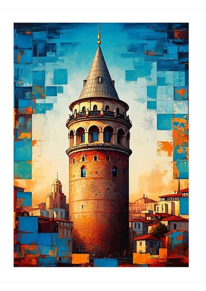 Galata'nın Renkli Hayali Modern Ahşap Tablo 35CM X50CM