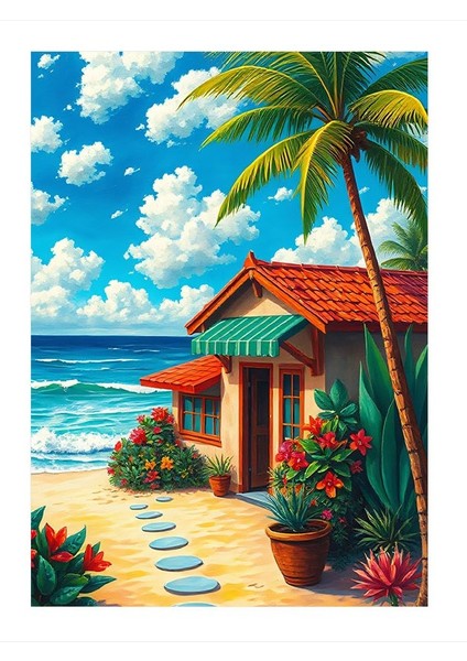 Tropik Kumsal Evi Mdf Tablo 35CM X50CM