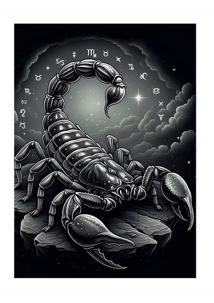 Siyah Akrep ve Yıldızlar Art Mdf Poster 35CM X50CM