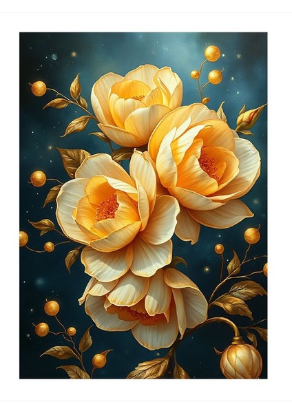 Altın Sarısı Çiçekler Tasarım Mdf Tablo 35CM X50CM