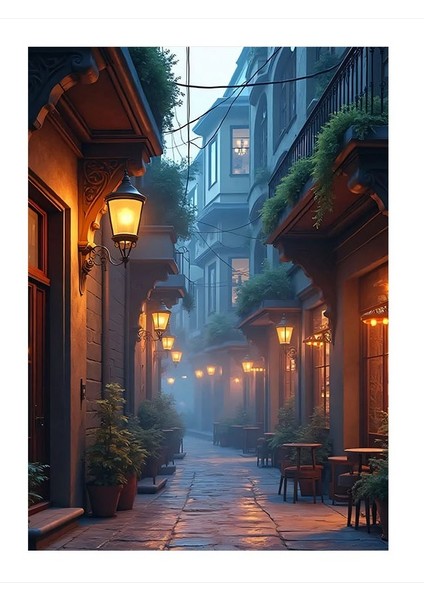 Sisli Sokakta Huzur Desenli Mdf Tablo 35CM X50CM