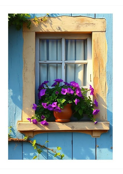 Pencere Kenarı Güzelliği Model Ahşap Tablo 25CMX 35CM