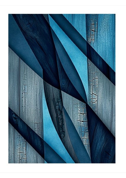 Soyut Mavi Çizgiler Mdf Poster 35CM X50CM