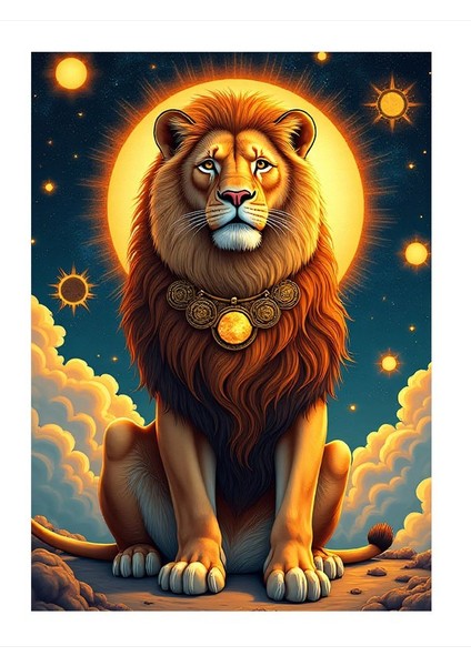 Görkemli Aslan Hediyelik Ahşap Tablo 35CM X50CM