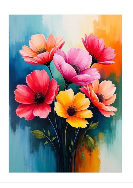 Renkli Çiçek Bahçesi Hediyelik Mdf Tablo 25CMX 35CM